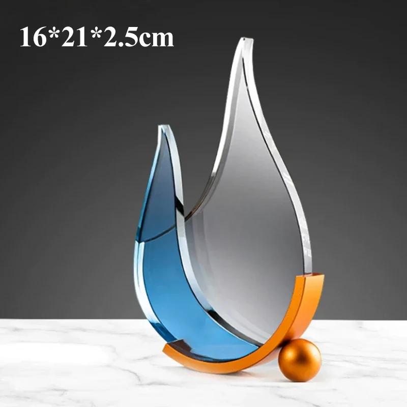Customized Competition Water Drops Love Volunteer Awards Crystal Trophy Enterprise Excellent Employee Home Decor Honor Medal 1PC