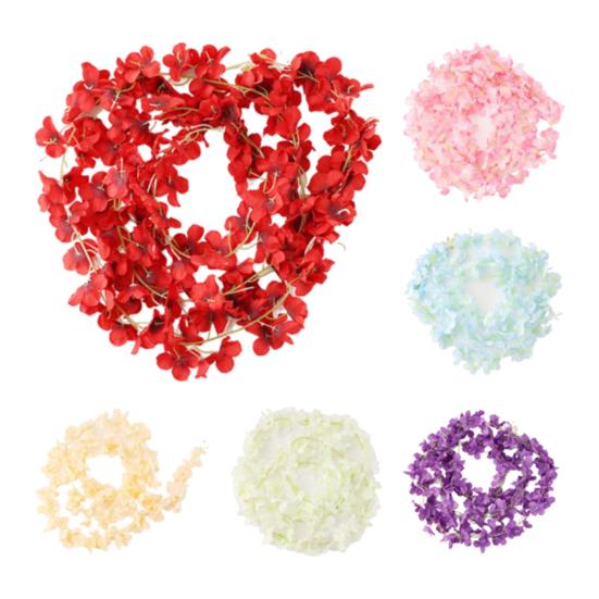 Simulation Hydrangea Vine No Watering DIY Faux Silk Flower Ornamental Fake Hydrangea Flower Vine Garden Decor for Party