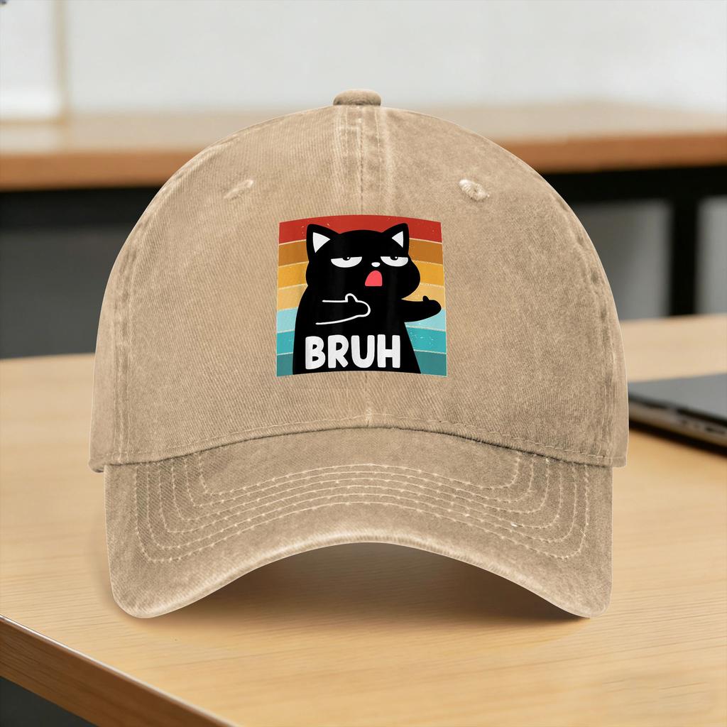 Baseball Cap Funny Meme Saying Bruh Cat Summer Casual Trucker Hat  Couple Women Design Outdoor Sport High Quality Baseball Caps