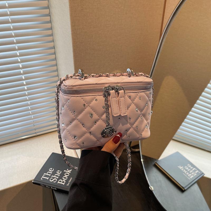 Rhombus chain versatile shoulder box bag women's 2025 summer new high-end messenger bag