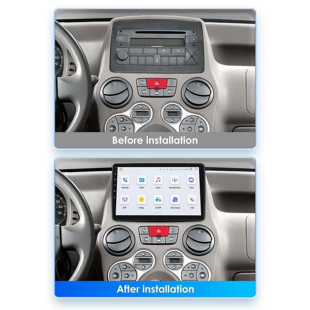 9 Inch Carplay 4G 2 Din Android 13 Car Radio for Fiat Panda 2003 - 2012 Panda Van 2007 Multimedia Video Player Navi GPS DSP Intelligent Screen WIFI