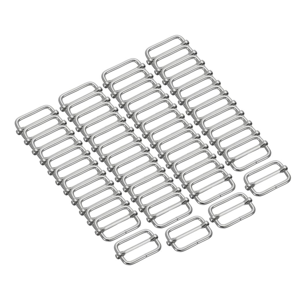 50 Pack Metal Slide Adjustment Buckle 1 Rectangle Slide Adjuster Webbing Strap Slider for Belt Bag Backpack DIY Accessories Replacement [uxcell] 2/7"