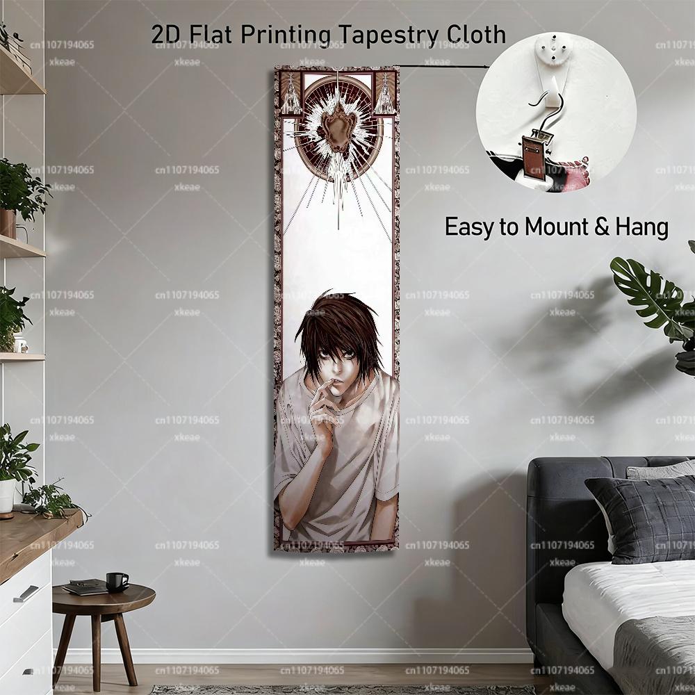 1Pc Death Note L Lawliet Long Tapestry, Anime Manga Wall Hanging, 2D Print Decor For Bedroom, Game Room & Otaku Home Decor Print
