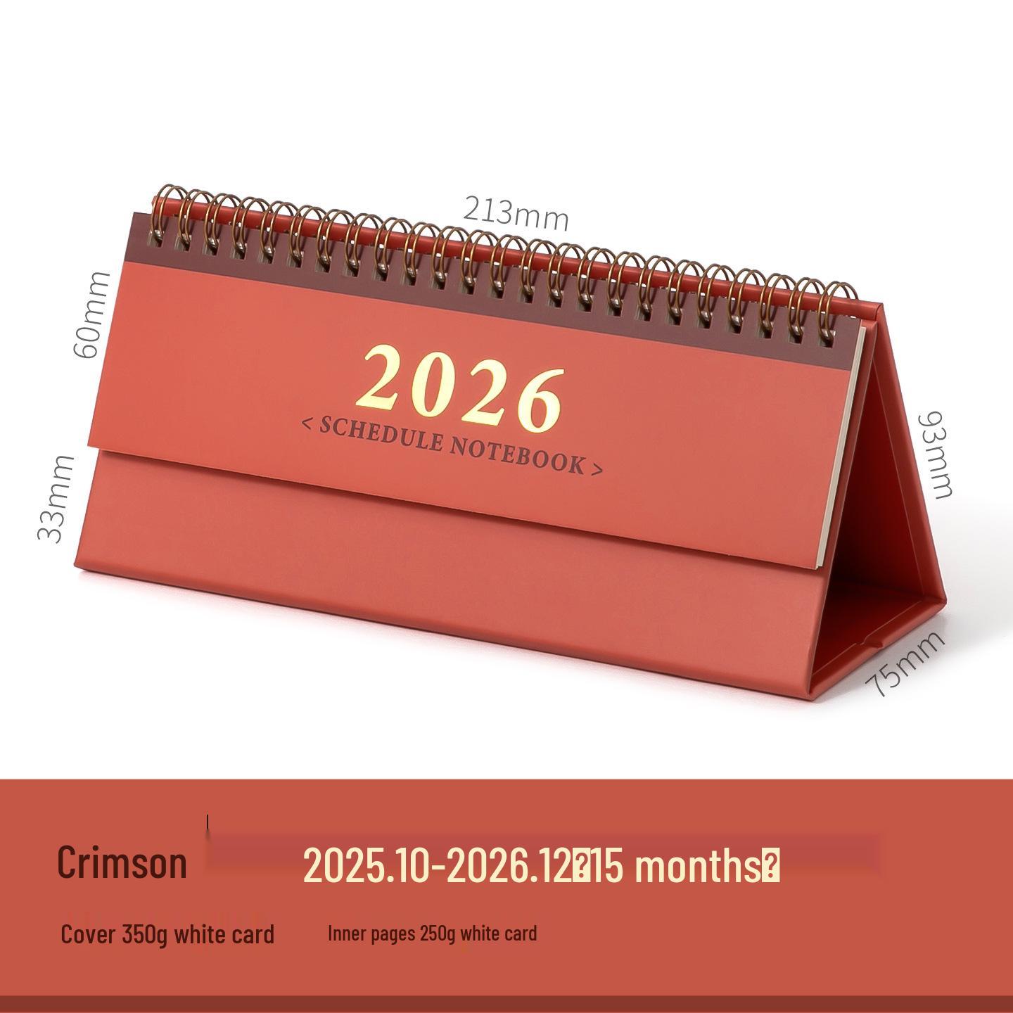 2026 Простой деловой спиральный мини настольный календарь: Ежедневник и книга по самодисциплине