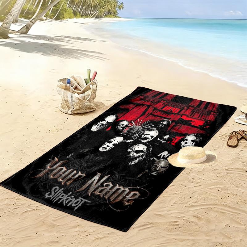 Name Custom Slipknot Print Beach Towel, Large Soft Quick Dry Towel for Beach Camping Swimming