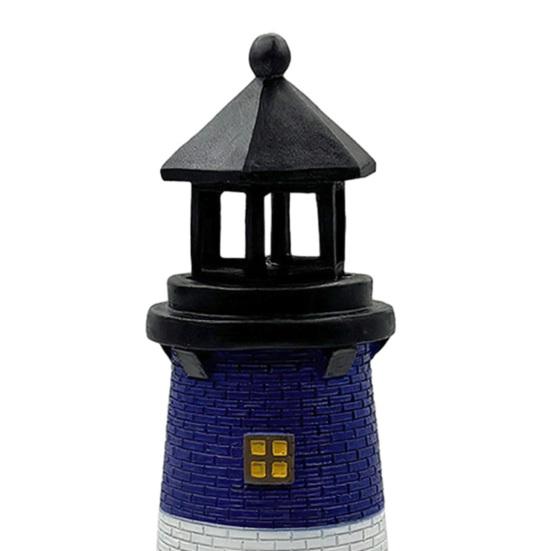 Lighthouse Ornaments Solar Powered with Rotating Light Effect Ornament Waterproof Resin Garden Decor for Lawn Patio Balcony