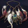 Haarschmuck Damen Hippie Verstellbarer Kopfschmuck Boho Pfauenfeder Haarband Stirnband