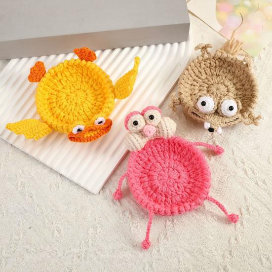 Handmade Crochet Animal Coaster Duck Coaster Decorative Heat-Resistant Knitting Mouse Drink Coffee Cup