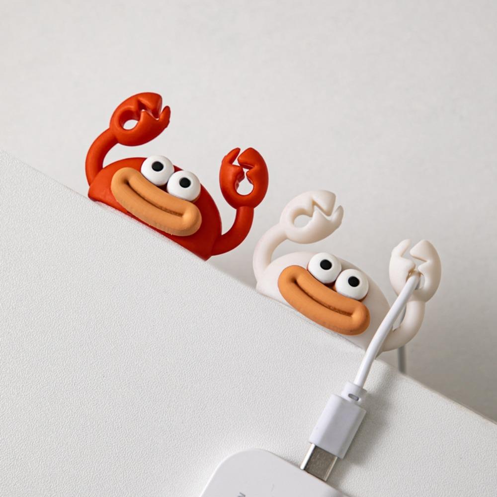 Silicone Self Adhesive Cartoon Crab Cable Clip Wire Holder Organizer for Desktop Data Cord Management Creative Stand Wire Puller