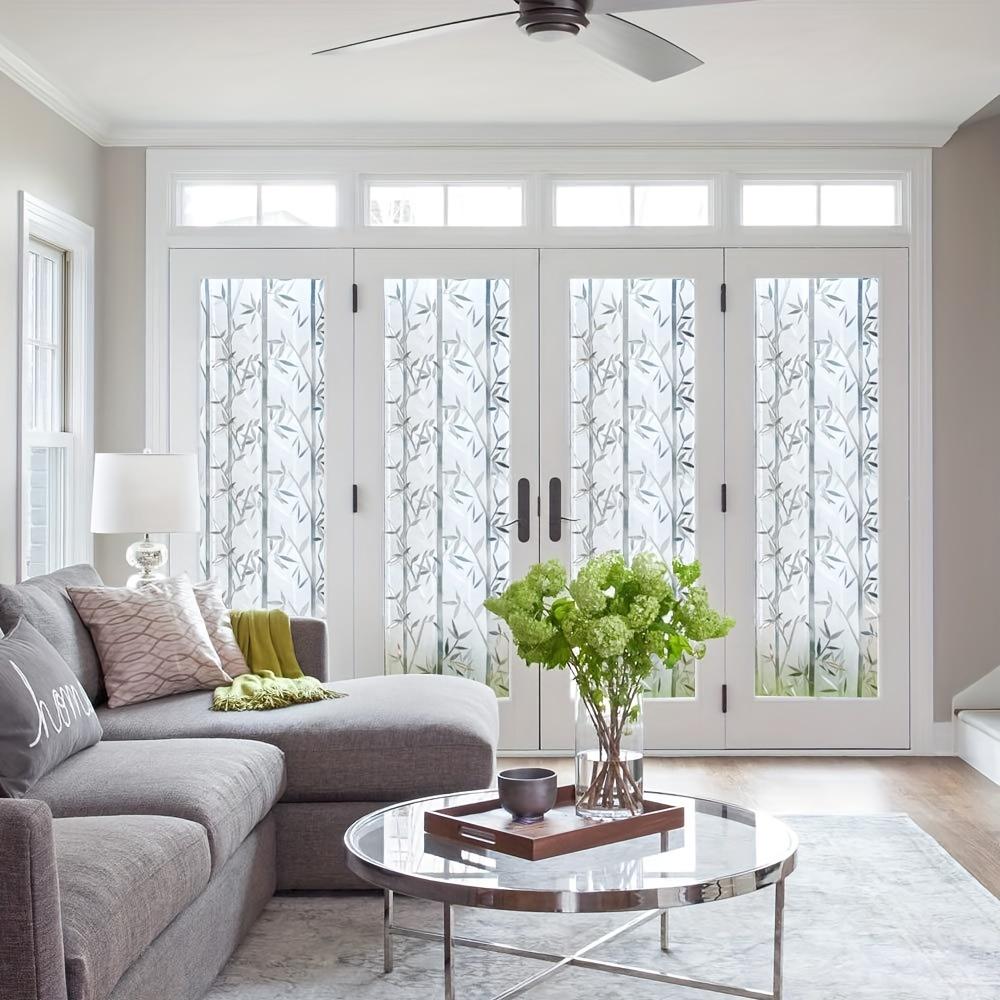 Bambusowa Folia Okienna Folia Witrażowa Matowa Naklejka Okienna Zapewniająca Prywatność Dekoracyjna Folia Okienna Bez Kleju Usuwalne Naklejki Okienne