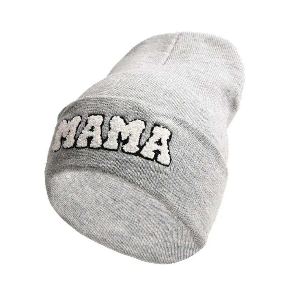 Winter Mama Letter Mini Solid Color Skullies Beanie Hat Outdoor For Women Hip Hop Knitted Caps Girl Casual Warm Ski Beanies Cap