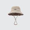 Japanese Retro Women's Denim Fisherman Bucket Hat, Distressed Sunshade for Larger Head, Face Slimming Sun Protection.