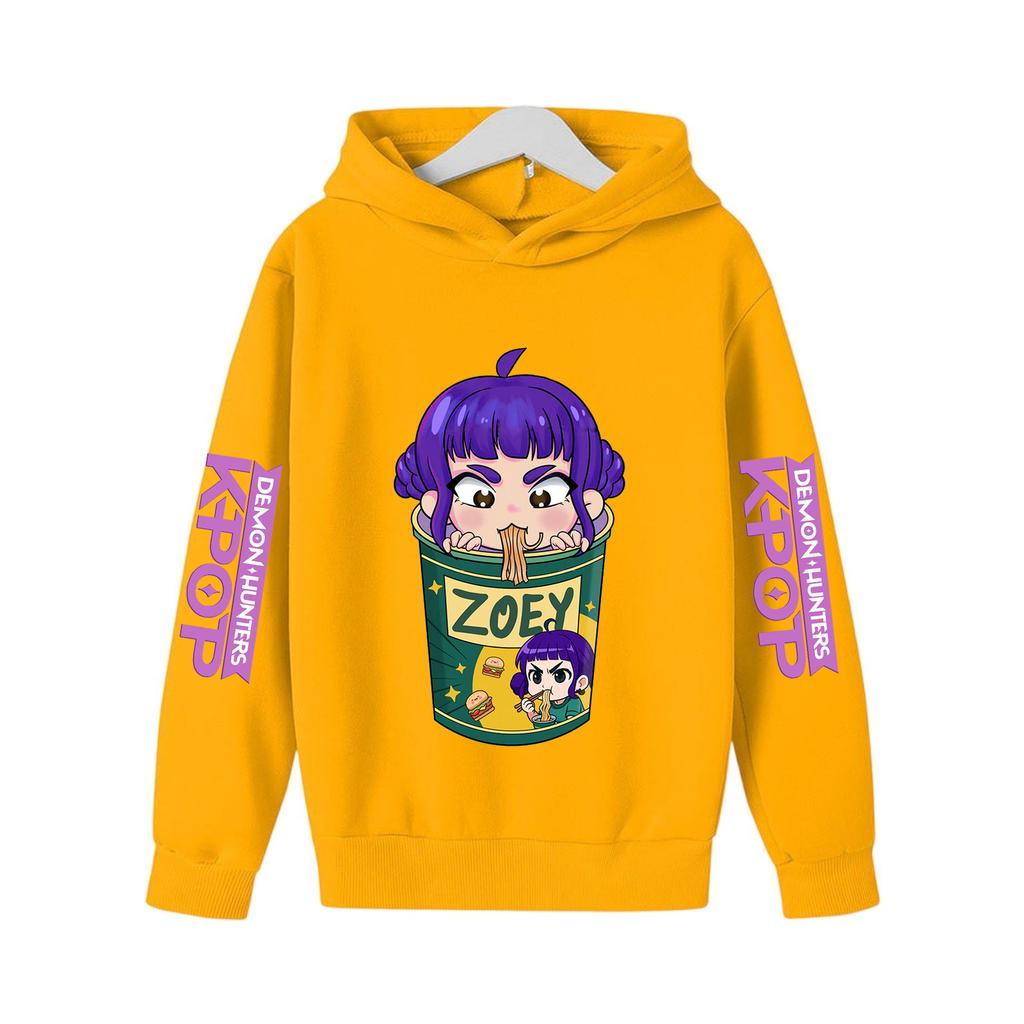 Autumn Kids Long Sleeve K-Pop Demon Hunters Hoodie, Soft Fleece Sweatshirt, Warm Casual Outerwear for Boys and Girls