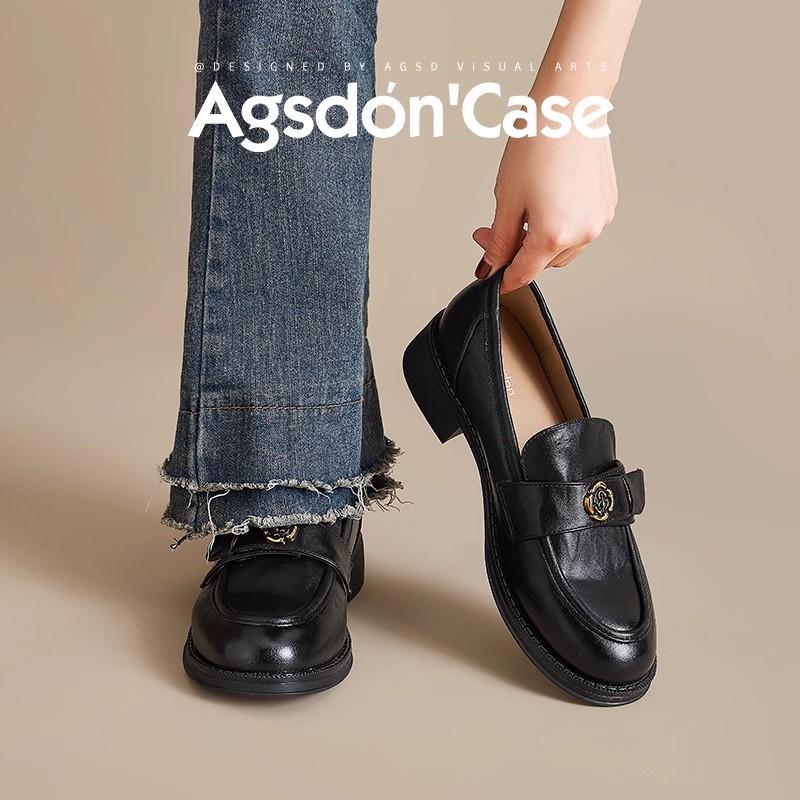 Augustine new autumn and winter velvet platform British style retro black business small leather shoes
