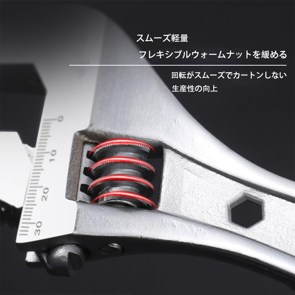 Adjustable Wide 250mm Maximum Opening with for Water Motorcycle Machine and Maintenance Wrench, Multi-Function Spanner, Wide, 35mm, Adjustable,