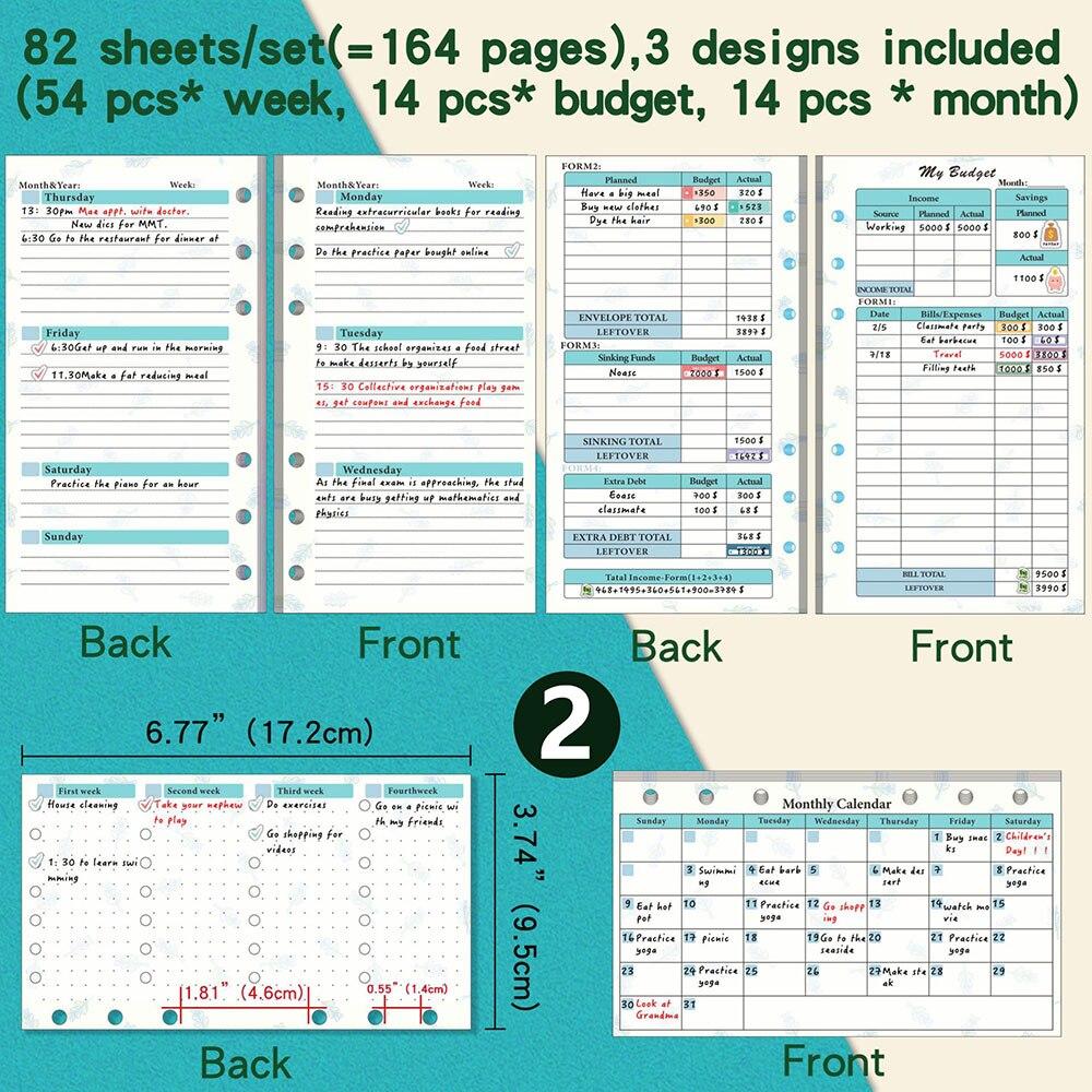 A6 Loose-leaf Notebook Spiral Loose-leaf Binder Inside Day Week Month Planner Inside Line Dot Grid