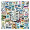 50 Japanese Street Style Cartoon Graffiti Scenery Waterproof Stickers for Journals and Computers.