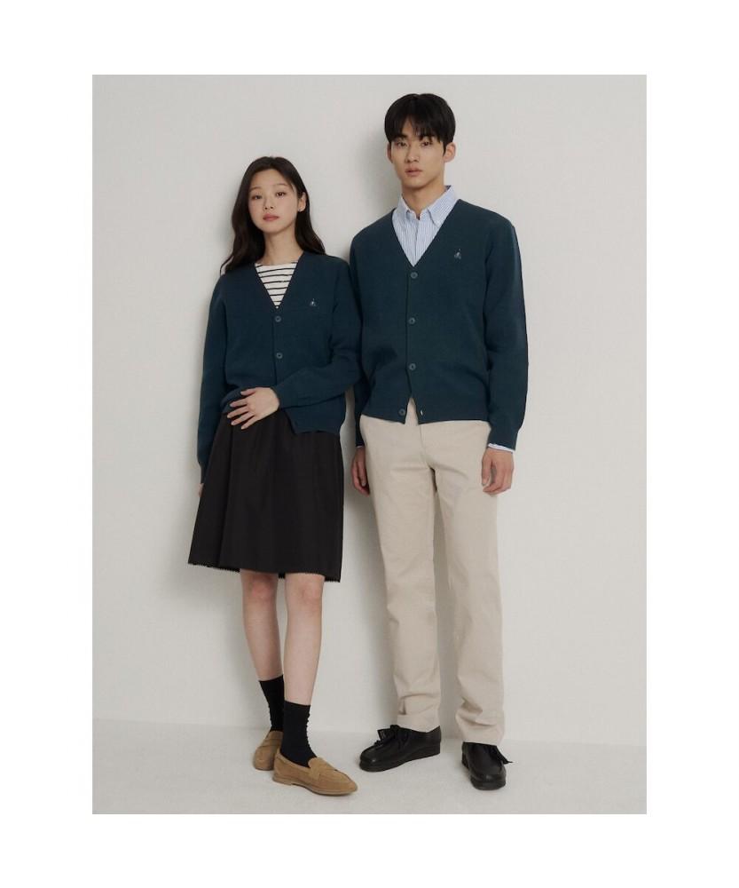 Binpolmen [Essential] Unisex Cotton Barrel B Cardigan Green