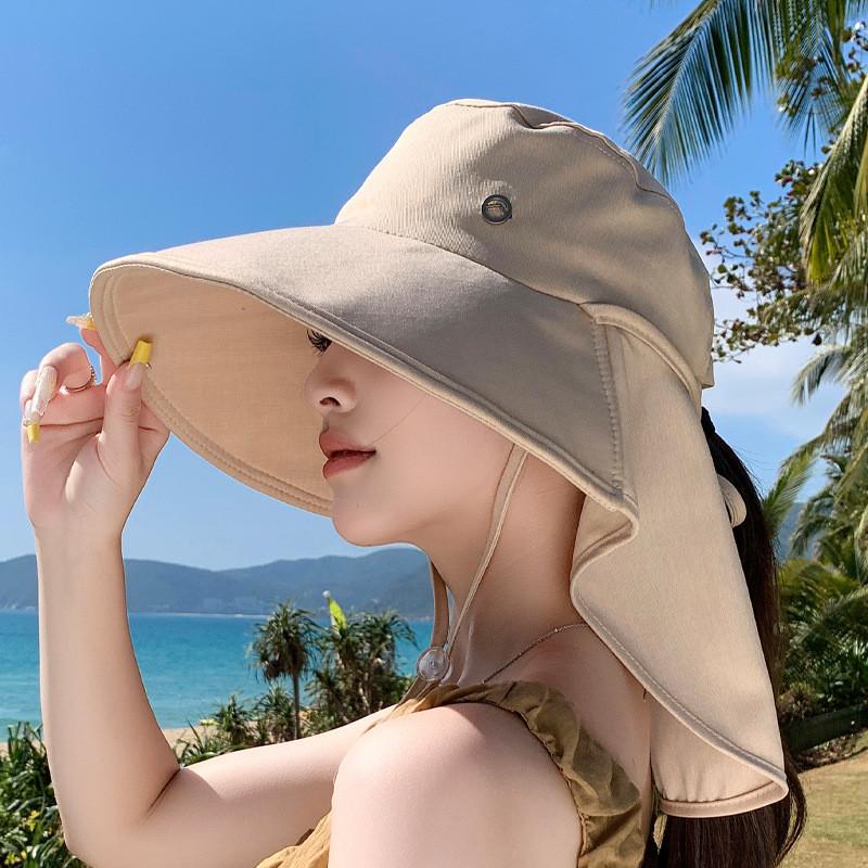 Summer Wide Brim Fisherman Hat With Ponytail Hole For Outdoor Sun Protection