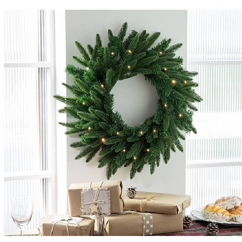 New Christmas Wreath Door Hanging 50/60cm Green Pe Mixed Leaf Snowflake Decor