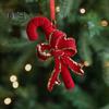 Christmas Ornaments Red Flocking Candy Cane Reindeer Bow Snowflake Hanging Decoration for Tree Home Decor