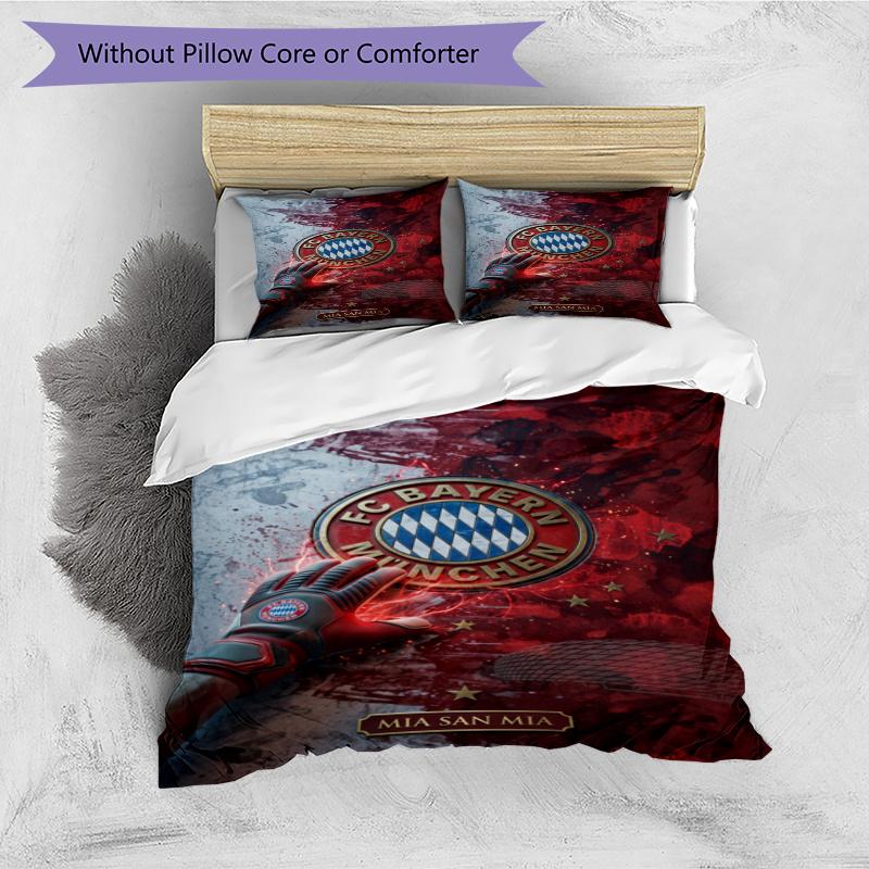 3pcs Duvet Cover Set (1*Duvet Cover + 2*Pillowcase, Without Core), FC Bayern Munich Print Bedding Set, Bedroom Decor, All‑Season, Gift