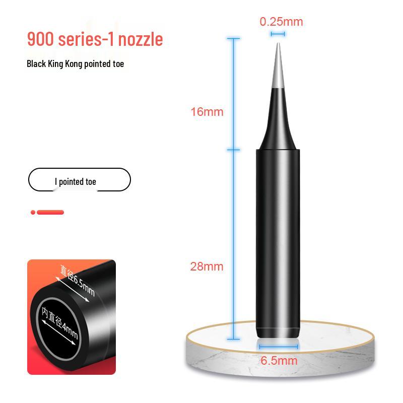 Black Gold Steel 936 Universal Soldering Iron Tip for 937 Stations: Pointed, Horseshoe, Knife Head Styles.