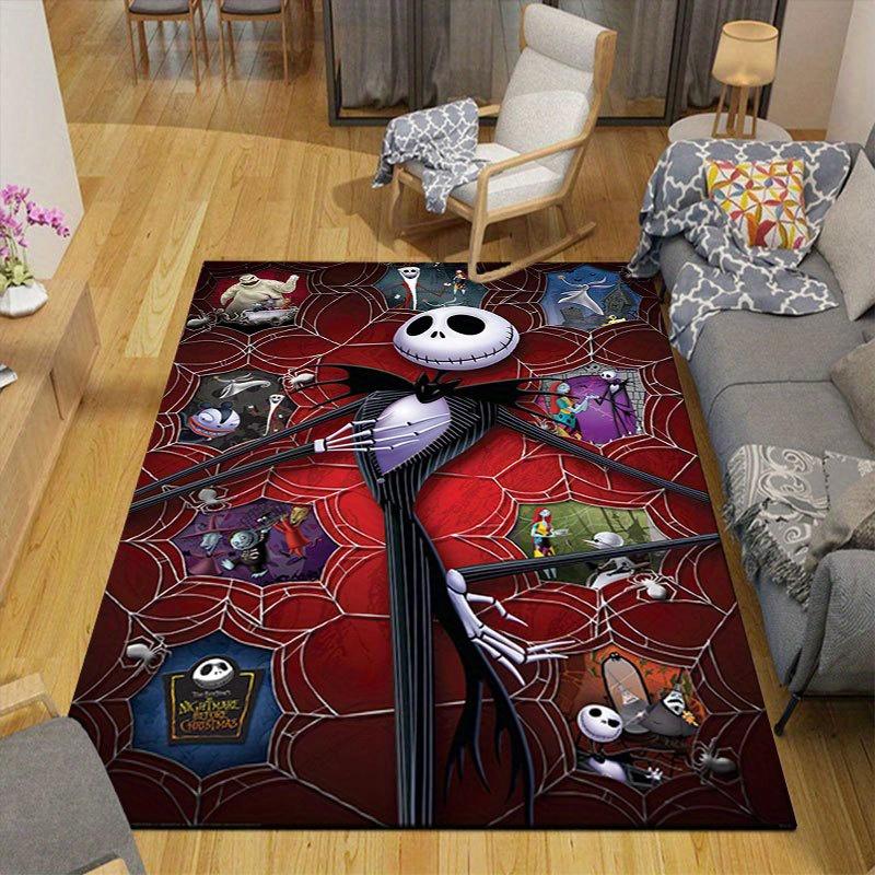 1pc Disney Jack Skellington Pattern Carpet Area Rug Non-slip Carpet Hand Washable Floor Mat Suitable For Living Room Bedroom Home Decor