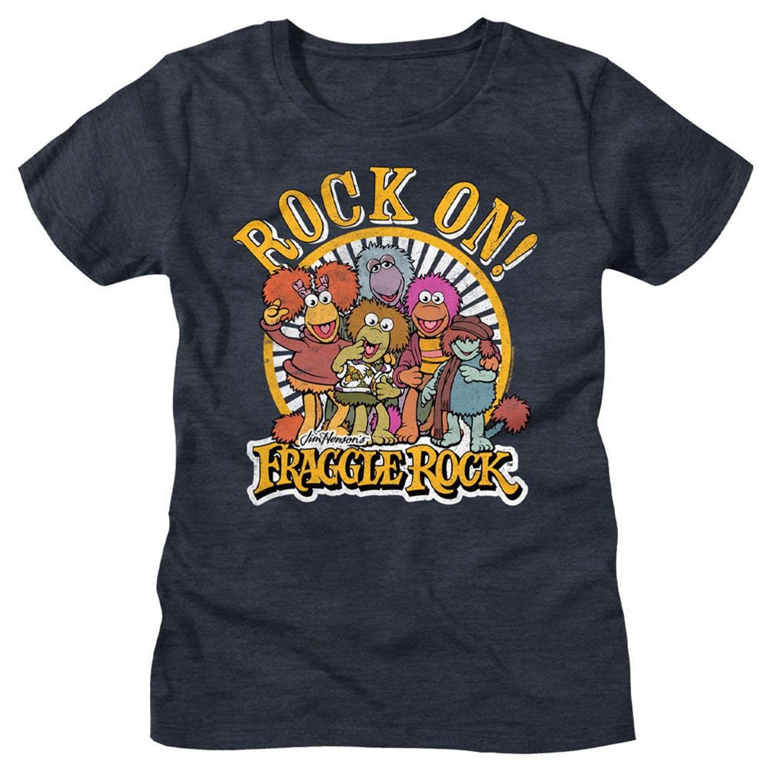 Fraggle Rock Rock On Navy Heather Women s T-Shirt M