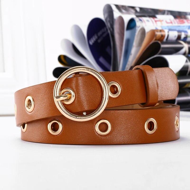 Women's Belt Fashionable and Personalized Round Buckle Belt Simple and Trendy Rivet Belt Korean Y2K Style Jeans Belt Women Belts