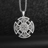 Stainless Steel Vintage Nordic Rune Compass Necklace Men Fashion Trend Amulet Nordic Jewelry