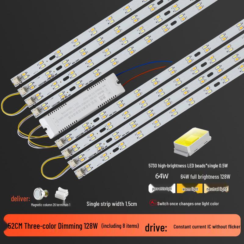 Three-Color LED Strip Light Panel for Living Room Ceiling