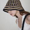 Slowslowly Fruit Handmade Crochet Raffia Bucket Hat _ Mix (Beige&Black)