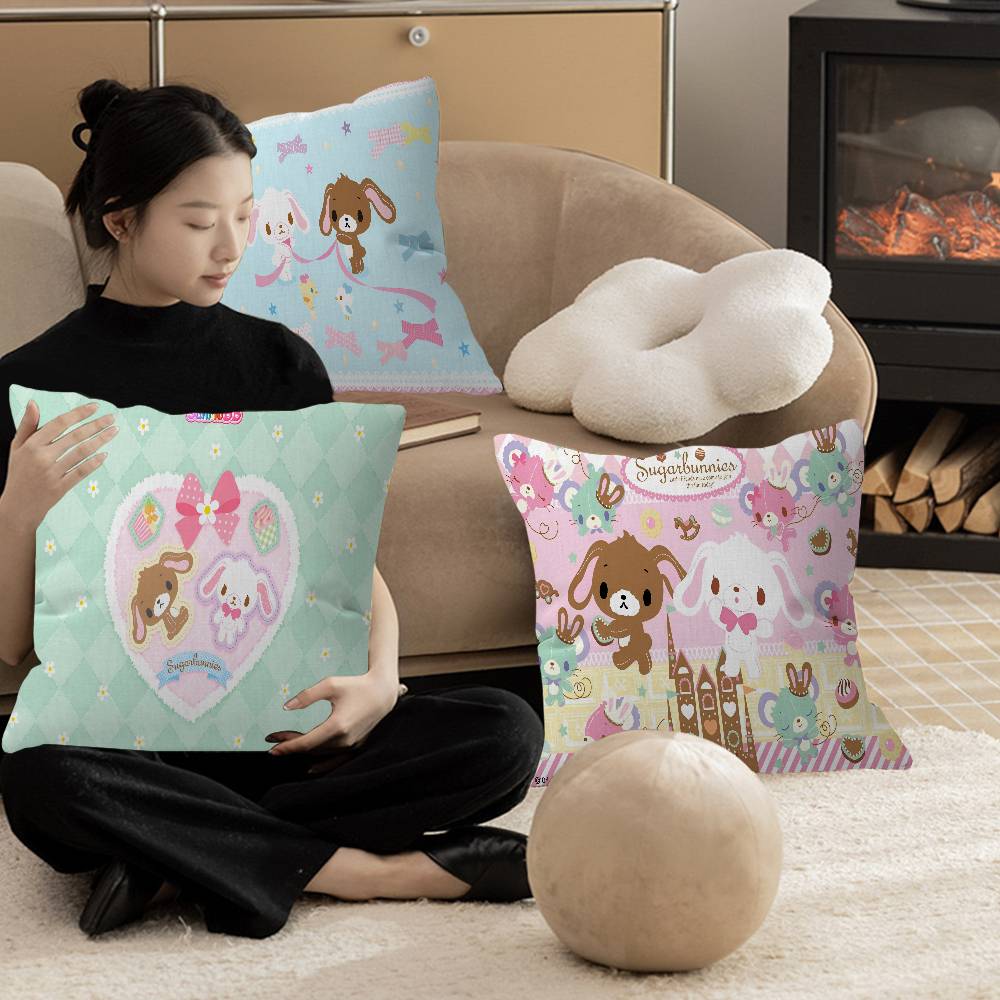 Cartoon Niedliche S-Sugarbunnies Kissenbezug Kissenhülle Deko Kissenbezug Bedruckter Kissenbezug für Sofa
