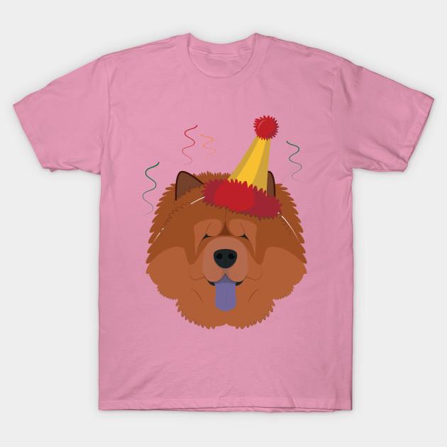 T-Shirt Damen Chow Chow Hund mit Partyhut Lustiges Weihnachtsgeschenk Harajuku Print Kawaii T-Shirt Sommer Kurzarm Damen T-Shirt Oberteil