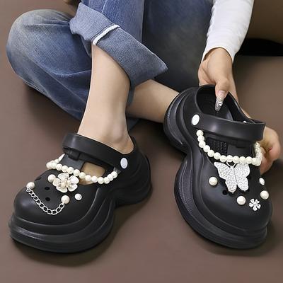 Fashion String Bead Shoes Woman 2025 Slippers For Swimming Pool Cover Toe Pantofle Platform Beach Flat New Slides Shoes Woman 2025 Slipp