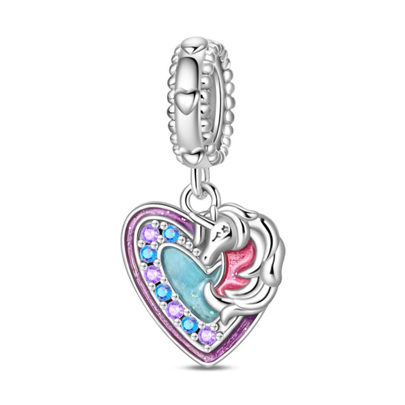 Copper Metal Bear Rabbit Koala Rainbow Horse Flamingo Princess Charm Bead Components Bead Components Compatible With Pan Authentic Original Bracelets