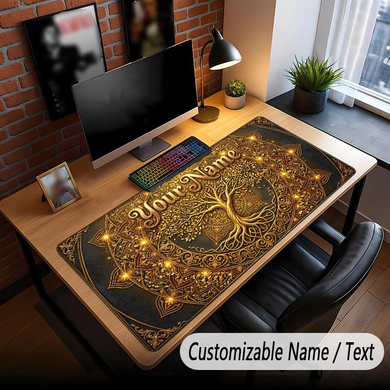 Tree of Life Theme Custom Mouse Pad Personalized With Name Text Customized Desk Mat For Office Home Decor