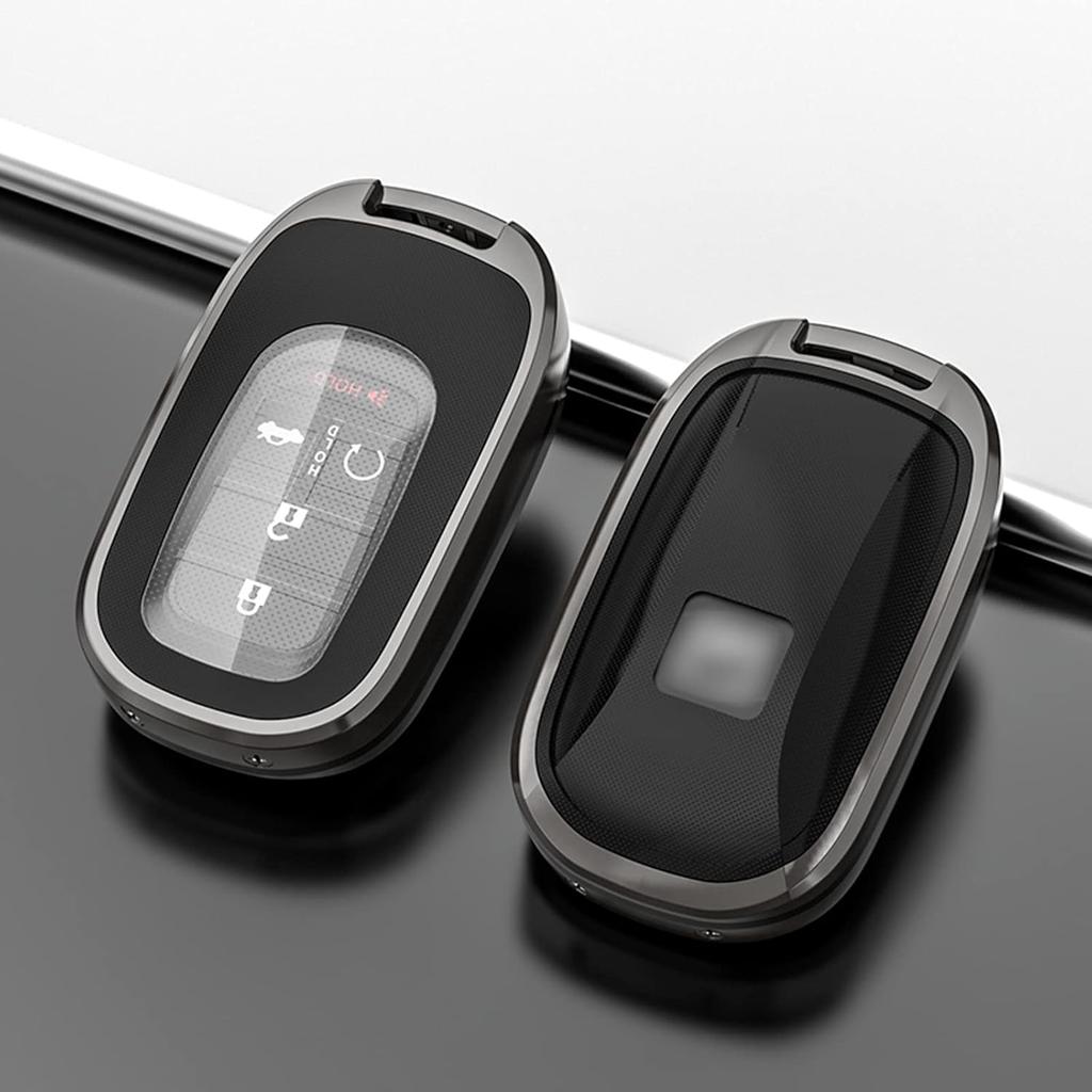 for Honda Key Fob Cover with Keychain,Metal Shell Soft TPU Full Protection Key Case for Honda 2022 2023 Honda Accord Civic HR-V CR-V Pilot Sport SI