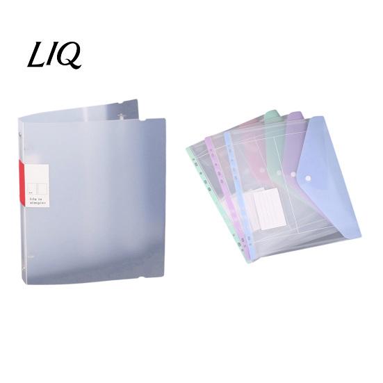 Green File Organizer 11 Hole Expandable Binder Folders for 2/3/4 Ring Document Pouch, Plastic Envelopes Touch Fastener Bag Pocket with Snap