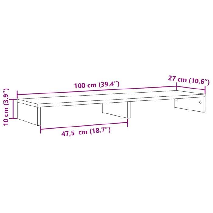 VidaXL Support de moniteur chêne sonoma 100x27x10 cm bois d'ingénierie, support de moniteur pour bureau, étagère de 854654