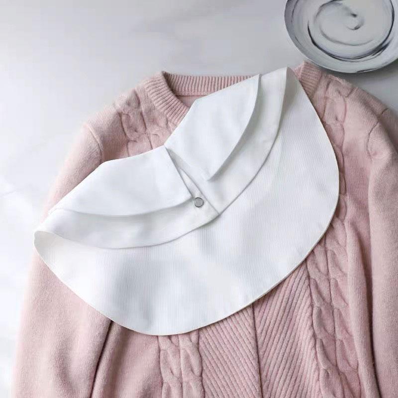 1/2Pcs Lady's Fake Collar Half Shirt Blouse Detachable Dickey False Collar Cute Lapel Round Collar for Women