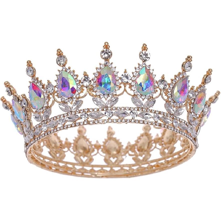 FORSEVEN Queen Crown Rhinestone Wedding Crowns and Tiaras for Women Costume Party Hair Accessories Princess Birthday Crown Crystal Bridal Crown