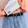 Sleek Versatile Womens Korean Circle Buckle Denim Belt Crafted From Quality Pu Style For