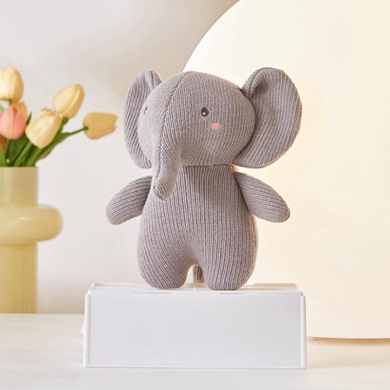 18cm Kawaii Plush Elephant Pig Panda Bear Bunny Rabbit Deer Cartoon Knit Animal Doll Baby Appease Sleeping Hug Pillow Nice Gifts