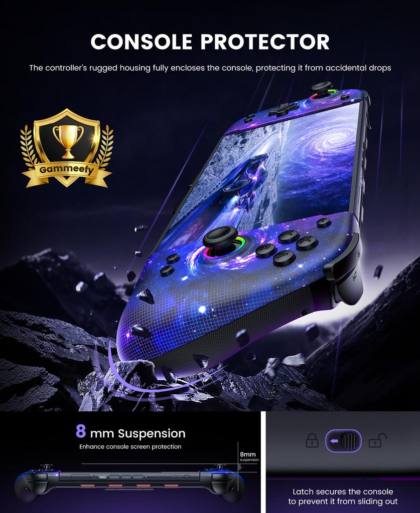 Switch 2 Controller with RGB Macro Handheld Grip Controller Program Gyro Turbo 1000mAh High compatible with Switch [Upgraded Version] Lights,