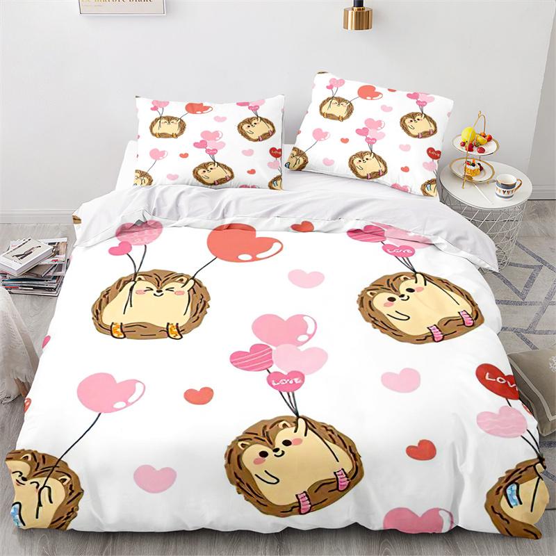 Love Heart Duvet Cover Romantic Theme Bedding Set Microfiber Cartoon Comforter Cover Full King Queen For Girls Teen Adult Gifts