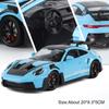 1:24 911 GT3 RS Cayenne S Model Toys Diecast Alloy Sportscar Doors Opened Sound Light Pull Back Vehices Children's Holiday Gifts