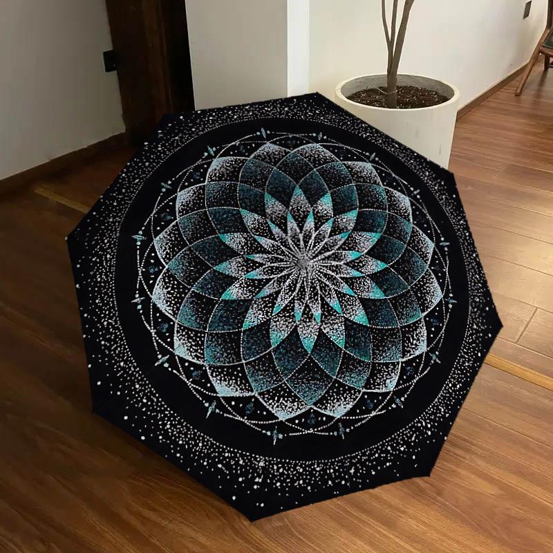 

1pc Mandala Artwork Automatic Umbrella Durable Iron Frame & Plastic Handle, Gift for Men & Women, Sturdy Construction yy250905131