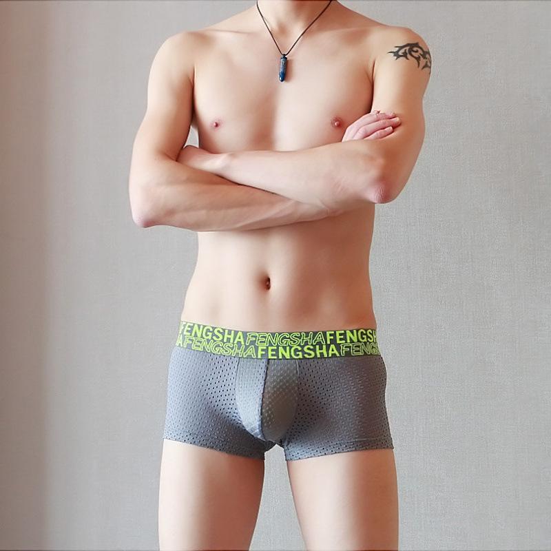 Men's Quick-Dry Ice Silk Mesh Boxer Briefs with U-Pouch